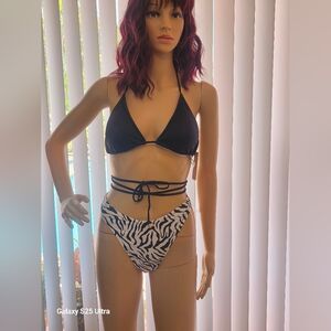 Victoria's Secret Black and White Zebra Bikini Set, NEW